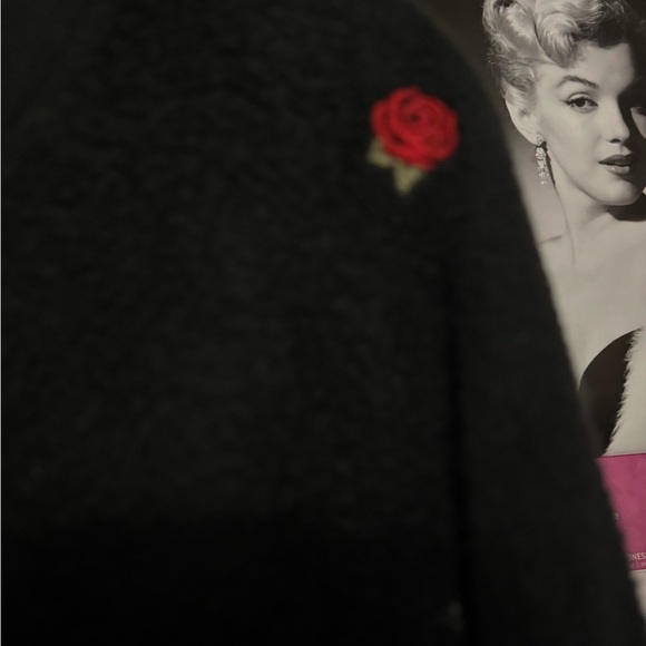 Victoria’s Secret PINK Black sweatshirt with Red Embroidery roses - Picture 4 of 4